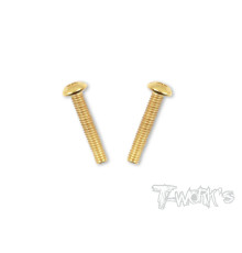 4mmx22mm Gold Steel Button Head Screws (2pcs) - T-WORKS - GSS-422B