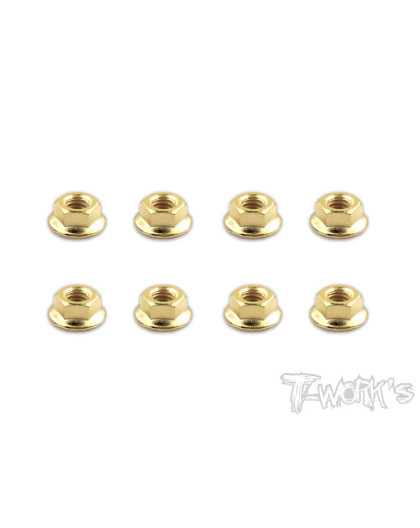 Golden Plated Serrated M4 Wheel Nuts (8 pcs) - T-WORKS - GSS-4SN