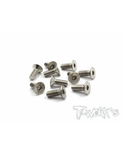 Screws NICKEL FHC 3x8mm (10) - T-WORKS - NSS-308C