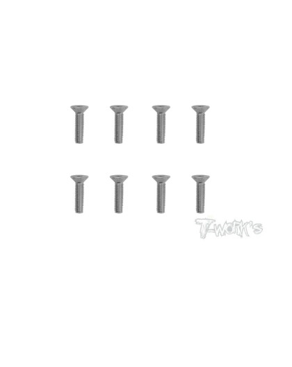 Screws NICKEL FHC 4x12mm (8) - T-WORKS - NSS-412C