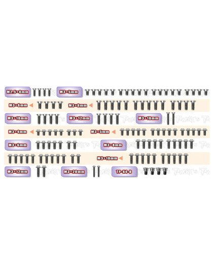 Titanium Screw set (UFO) 129pcs X4 2024 - T-WORKS - TSSU-X4'24