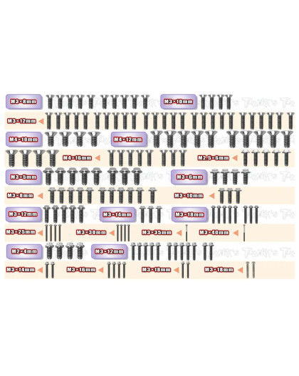 Titanium Screw set UFO Xray XB8E'24 (149pcs) - T-WORKS - TSSU-XB8E'24