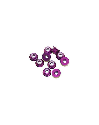 3mm. ALU. NYLON NUT W/FLANGED PURPLE (10pcs) - UR1503-P - ULTIMATE