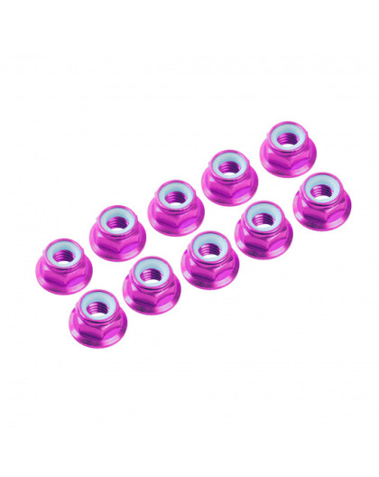 3MM. ALU. NYLON NUT W/FLANGED PINK (10pcs) - UR1503-PK - ULTIMATE