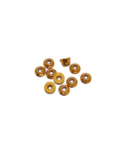 4 mm. ALU. NYLON NUT W/FLANGE GOLD (10 pcs) - UR1513-G - ULTIMATE