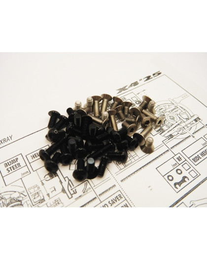 X4'25 Titan/Alum Hex Socket Screw Set Noir - HIRO SEIKO - 48968