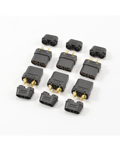 XT-90 BLACK FEMALE CONNECTORS (6PC) - CENTRO - C0356