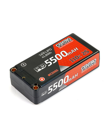 HV 2S 5500MAH 7.6V 110C HARDCASE SHORTY LIPO BATTERY - CENTRO - C5065